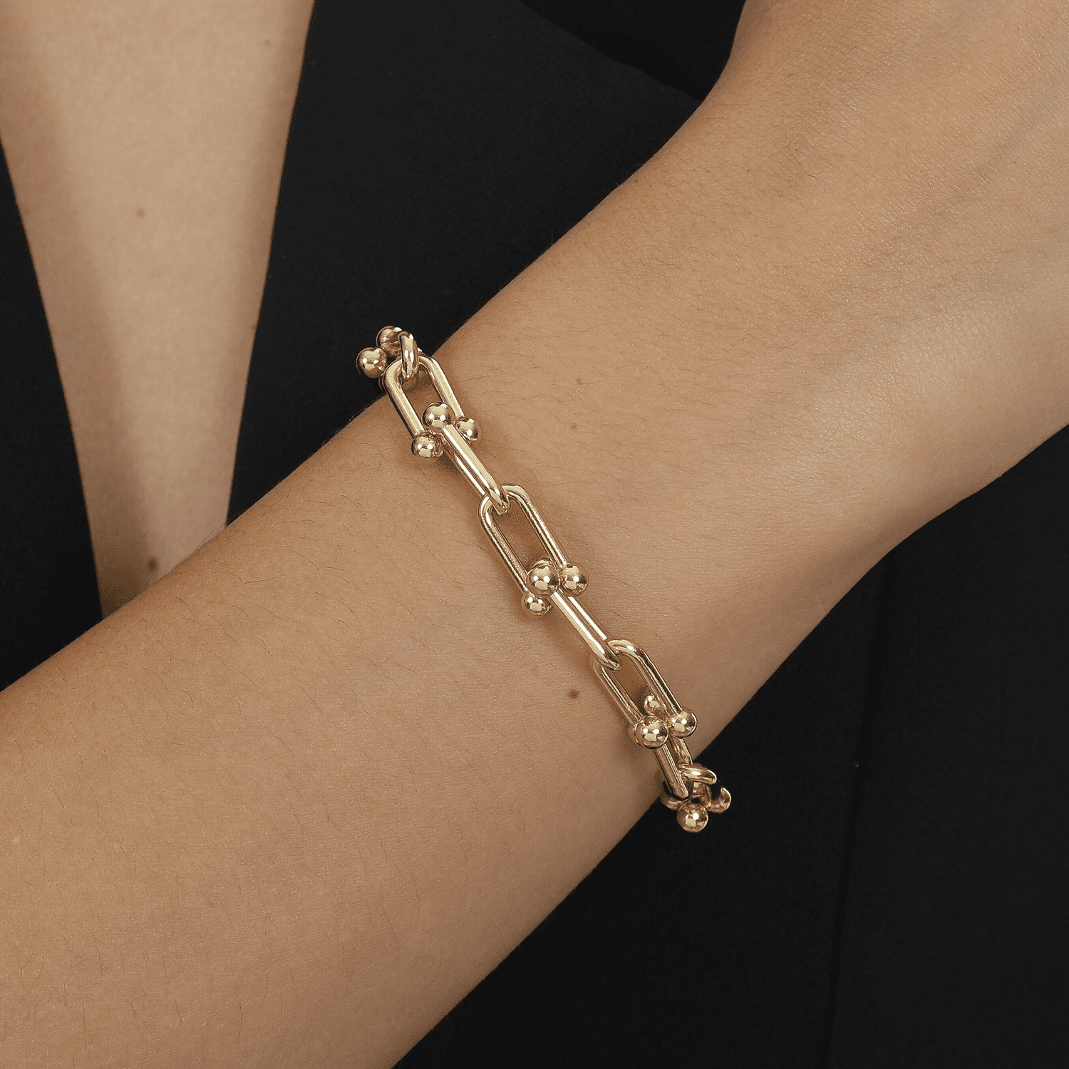 Pulseira Dourada Corrente Elos Largos 2